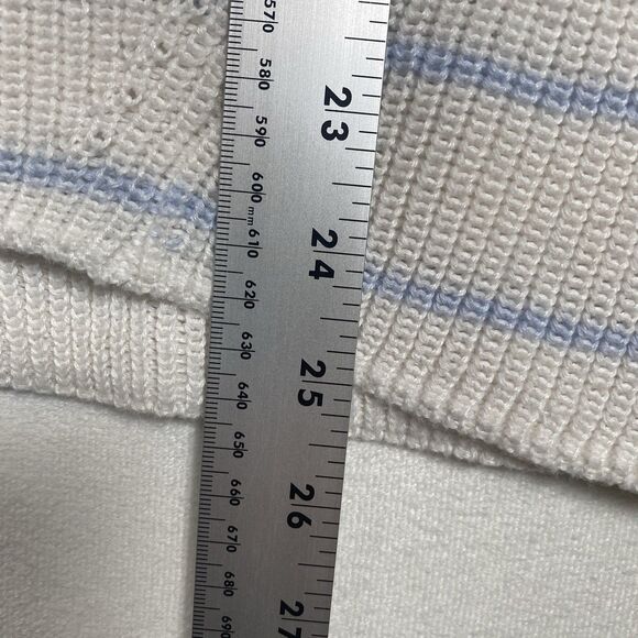 Gentle Fawn “Tucker” White & Light Blue Striped Knit Sweater – Size L - Picture 8 of 9
